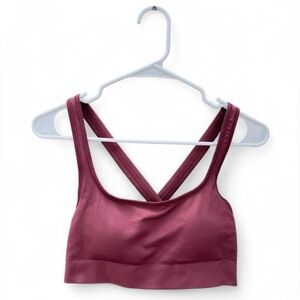 Athleta Ribbed Longline Sports Bra Criss Cross Back Size M